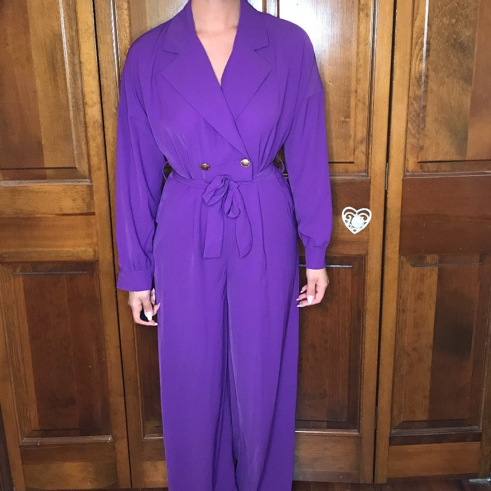 Purple Button-up Jumpsuit